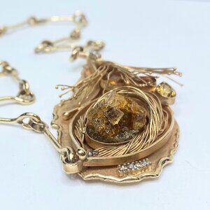 Museum-Quality Custom 14K Gold Topaz Necklace by Samantha Fritze 16" Cert JR1109